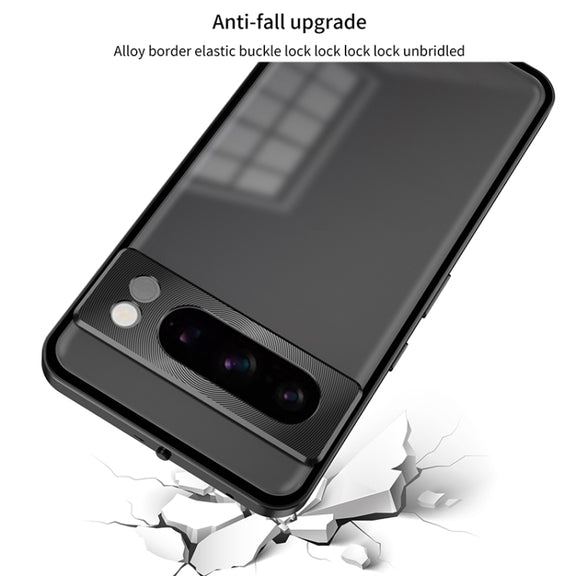 For Google Pixel 8a Snap Buckle Metal Frame Frosted Phone Case(Silver)