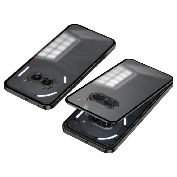 For Nothing Phone 2a Snap Buckle Metal Frame Frosted Phone Case(Black)