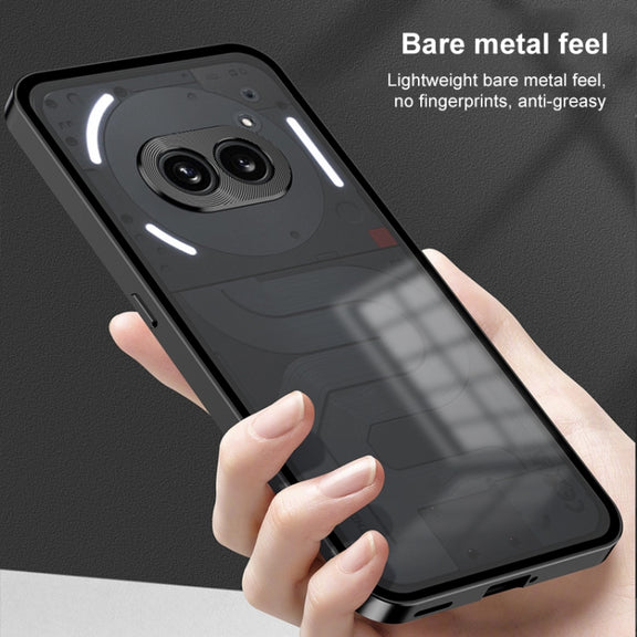 For Nothing Phone 2 Snap Buckle Metal Frame Frosted Phone Case(Black)