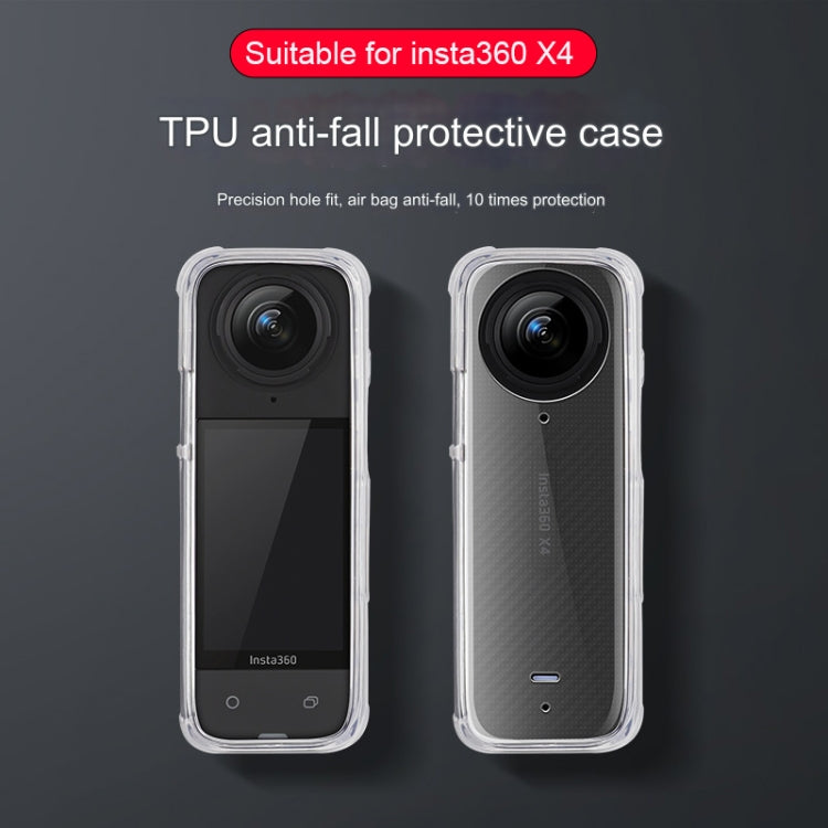 For Insta360 X4 Clear 1.5mm Soft TPU Protective Case Single Cover(Clear Black)