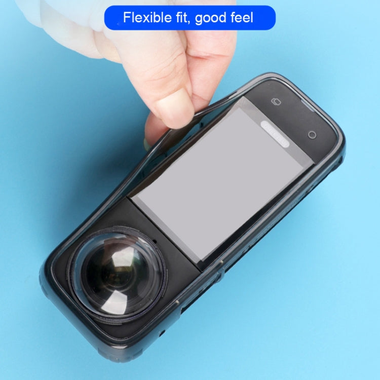 For Insta360 X4 Clear 1.5mm Soft TPU Protective Case With Hand Strap(Clear Black)