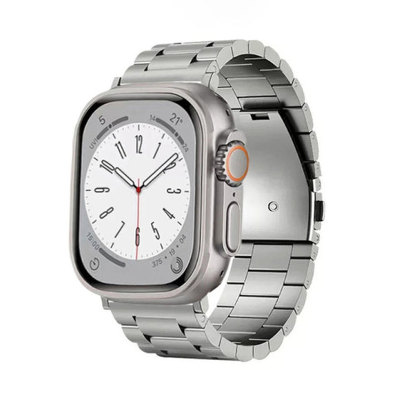 For Apple Watch Series 5 44mm 3-Bead Flat Buckle Titanium Alloy Watch Band(Silver)
