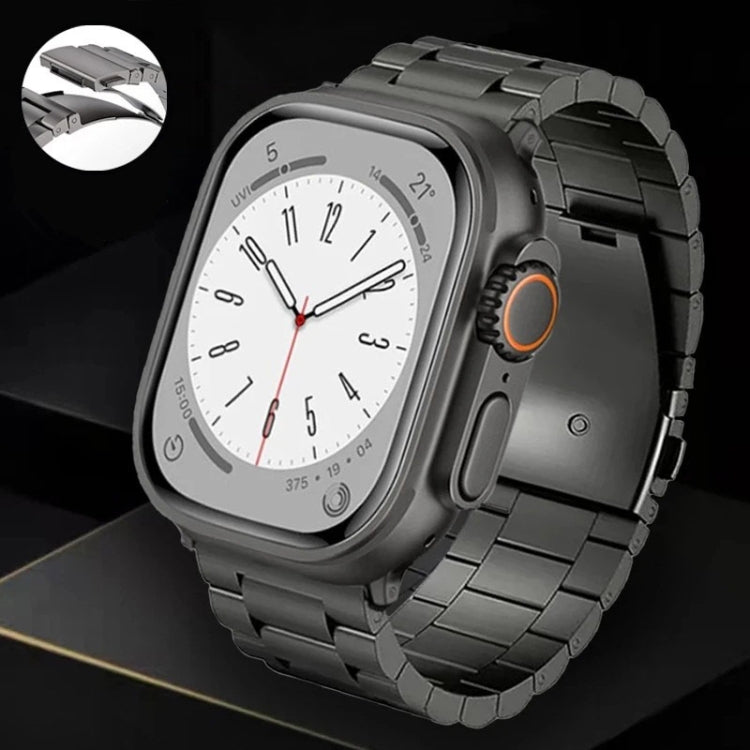 For Apple Watch Ultra 49mm 3-Bead Flat Buckle Titanium Alloy Watch Band(Silver)
