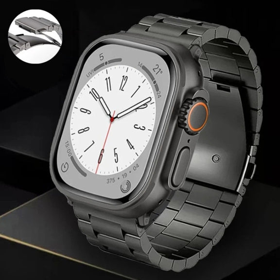 For Apple Watch Ultra 2 49mm 3-Bead Flat Buckle Titanium Alloy Watch Band(Silver)