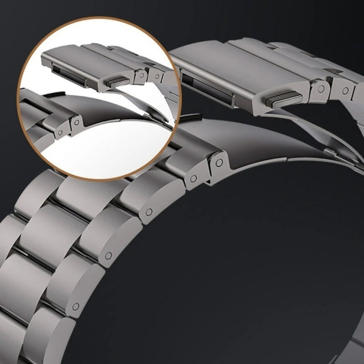 For Apple Watch Series 4 44mm 3-Bead Flat Buckle Titanium Alloy Watch Band(Silver)