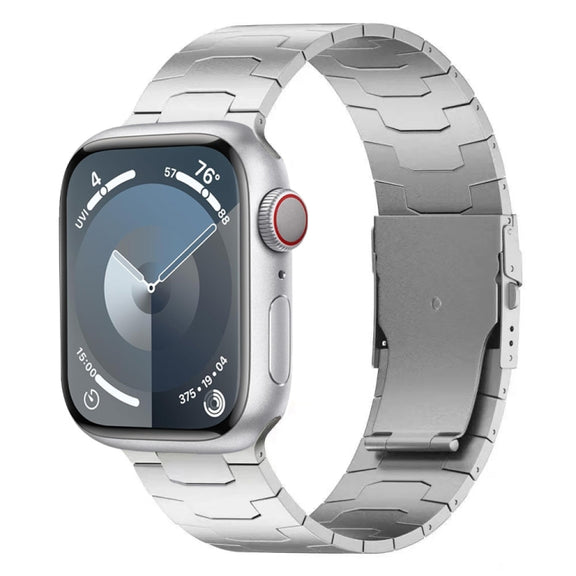 For Apple Watch Series 8 45mm 26mm Oracle Safety Buckle Titanium Alloy Watch Band(Silver)