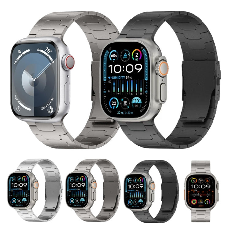 For Apple Watch Series 9 45mm 26mm Oracle Safety Buckle Titanium Alloy Watch Band(Silver)