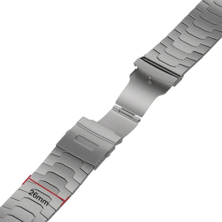 For Apple Watch Series 3 42mm 26mm Oracle Safety Buckle Titanium Alloy Watch Band(Silver)