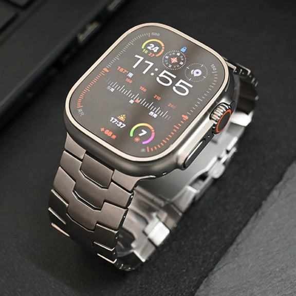 For Apple Watch Series 9 45mm 26mm Oracle Safety Buckle Titanium Alloy Watch Band(Silver)