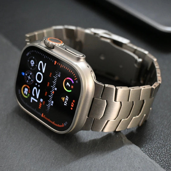 For Apple Watch Series 3 42mm 26mm Oracle Safety Buckle Titanium Alloy Watch Band(Silver)