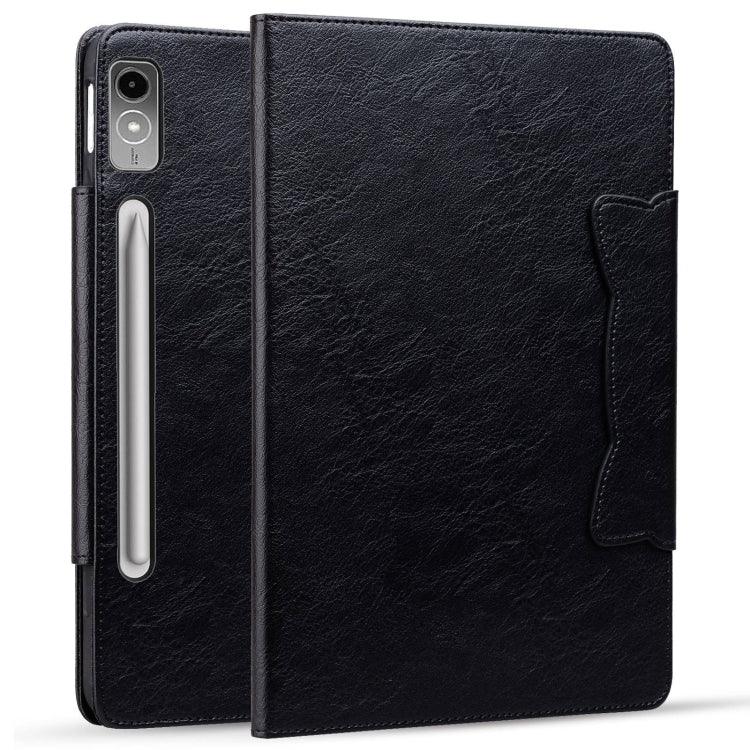 For Lenovo Tab P12 Cat Buckle Leather Tablet Case(Black)