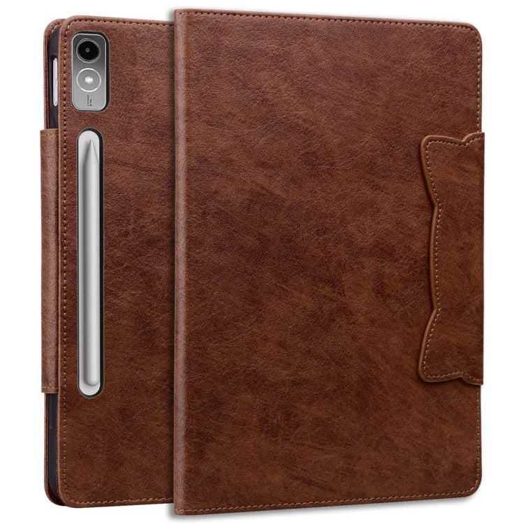 For Lenovo Tab P12 Cat Buckle Leather Tablet Case(Brown)