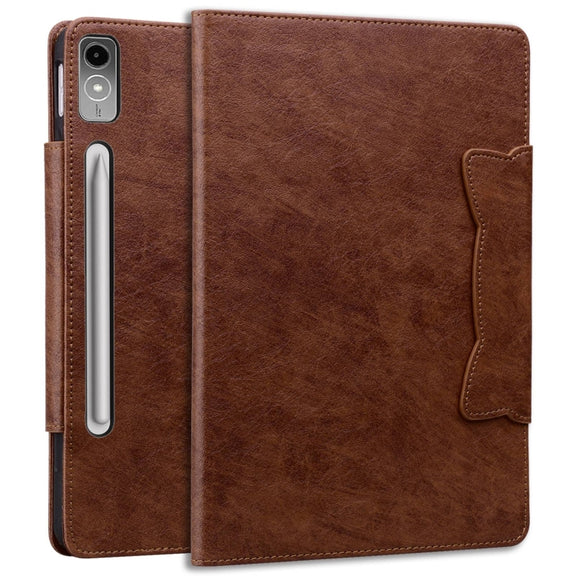 For Lenovo Tab P12 Cat Buckle Leather Tablet Case(Brown)