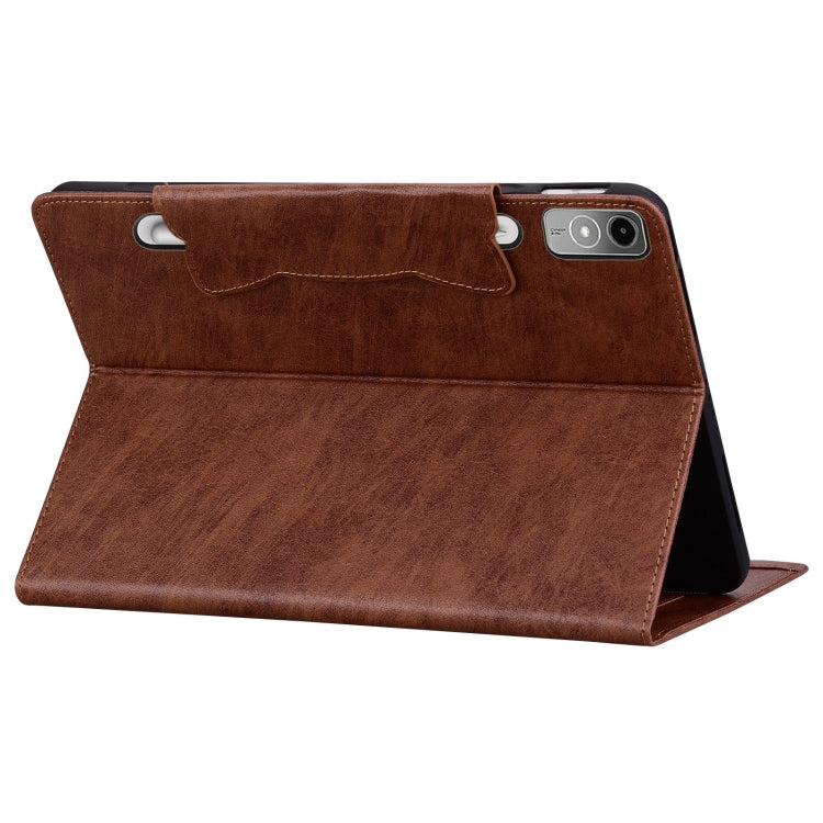 For Lenovo Tab P12 Cat Buckle Leather Tablet Case(Brown)