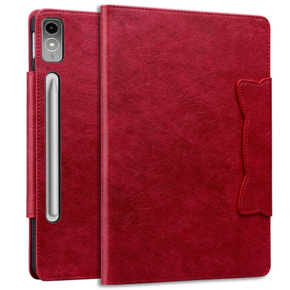 For Lenovo Tab P12 Cat Buckle Leather Tablet Case(Red)