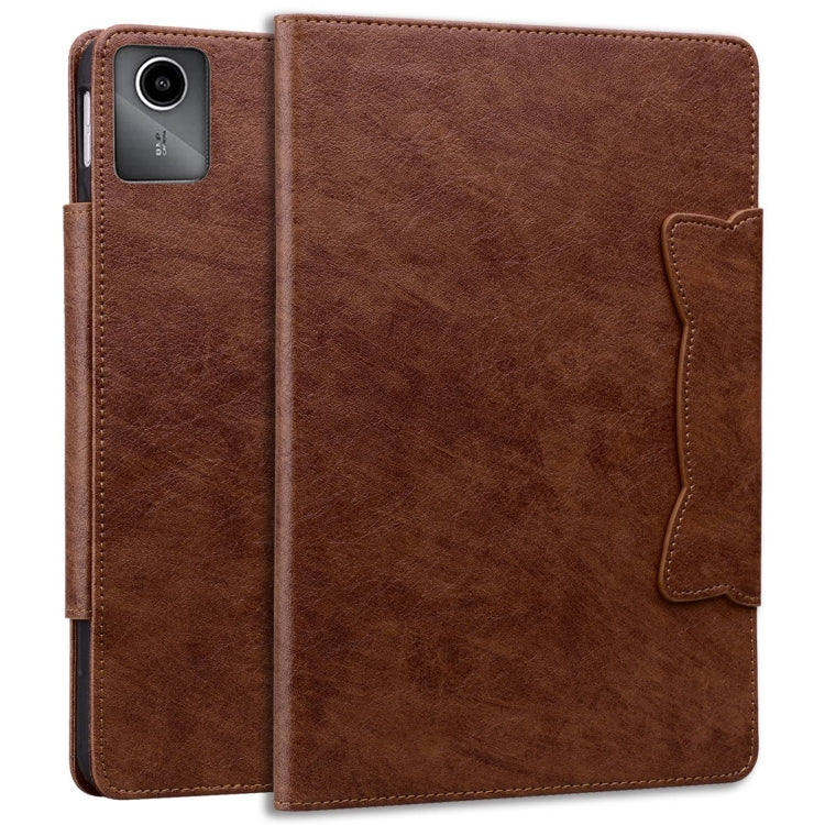 For Lenovo Xiaoxin Pad M11 2024 Cat Buckle Leather Tablet Case(Brown)