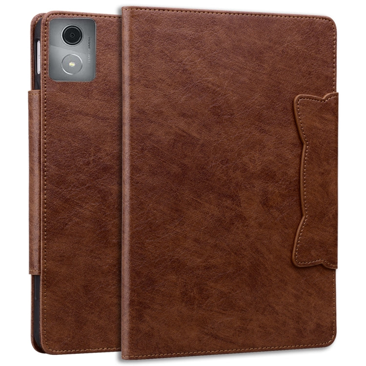 For Lenovo Tab K11 Plus / M11 Plus  Cat Buckle Leather Tablet Case(Brown)