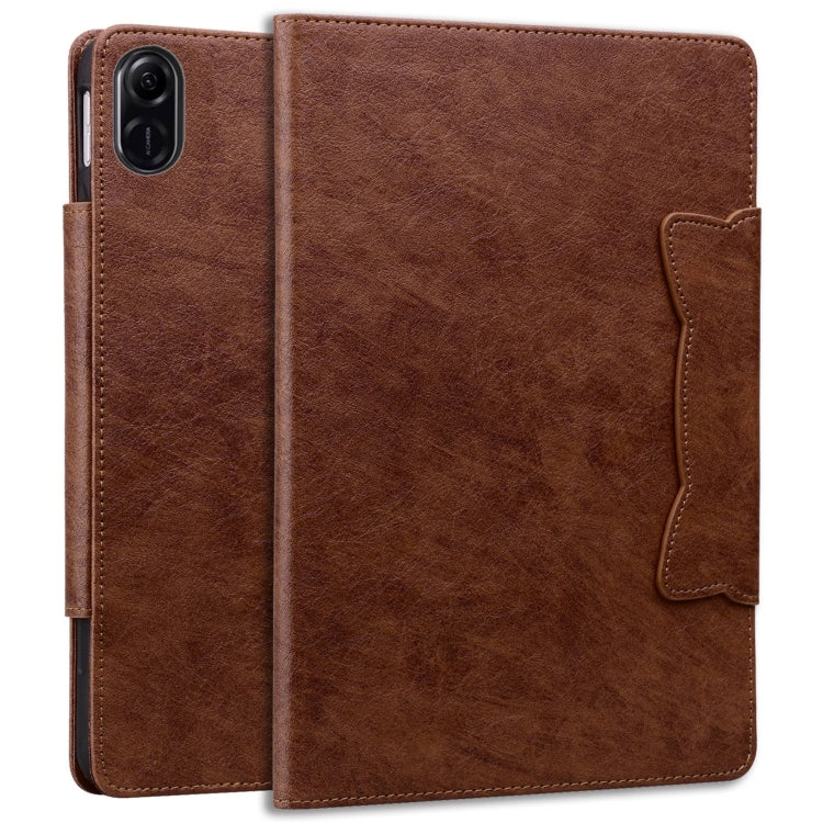For Honor Pad X8a Cat Buckle Leather Tablet Case(Brown)