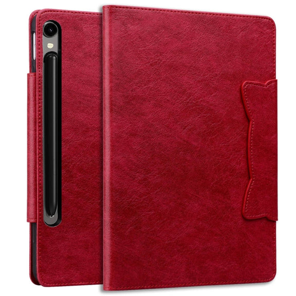 For Samsung Galaxy Tab S9+ / S8+ / S7+ Cat Buckle Leather Smart Tablet Case(Red)