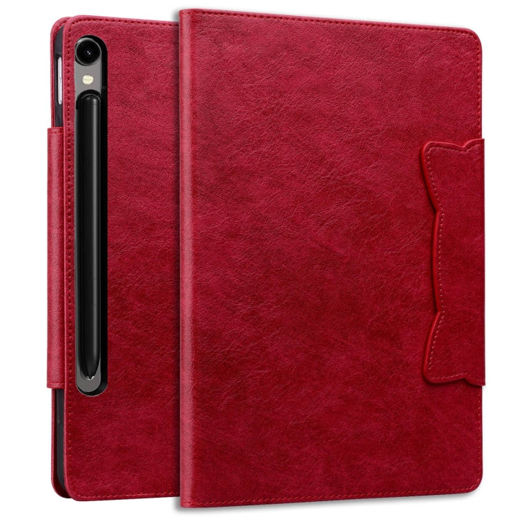 For Samsung Galaxy Tab S9+ / S8+ / S7+ Cat Buckle Leather Smart Tablet Case(Red)