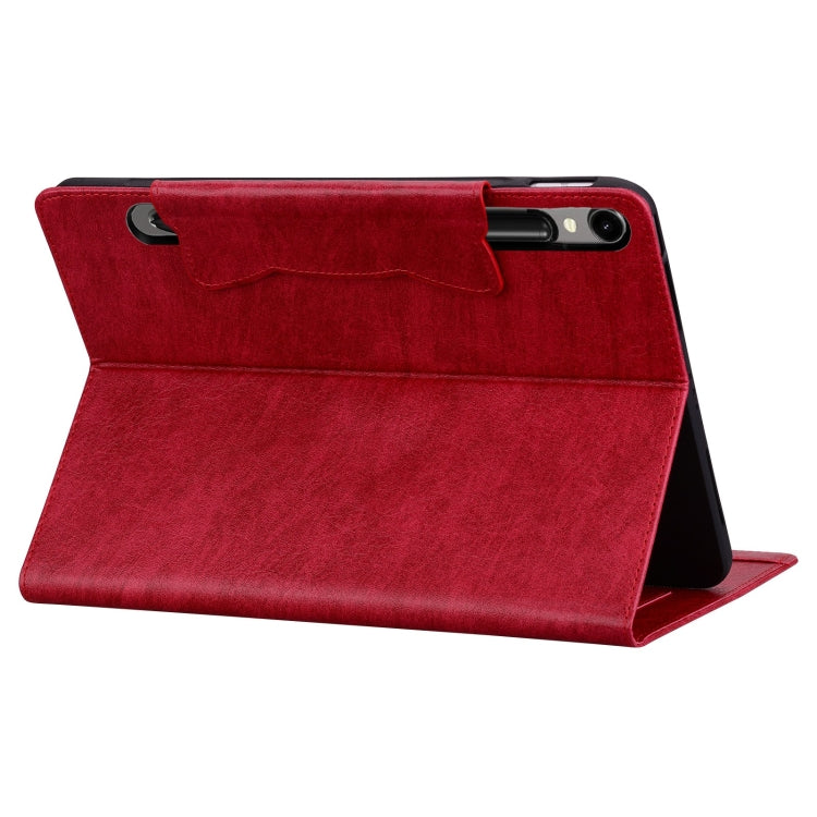 For Samsung Galaxy Tab S9+ / S8+ / S7+ Cat Buckle Leather Smart Tablet Case(Red)