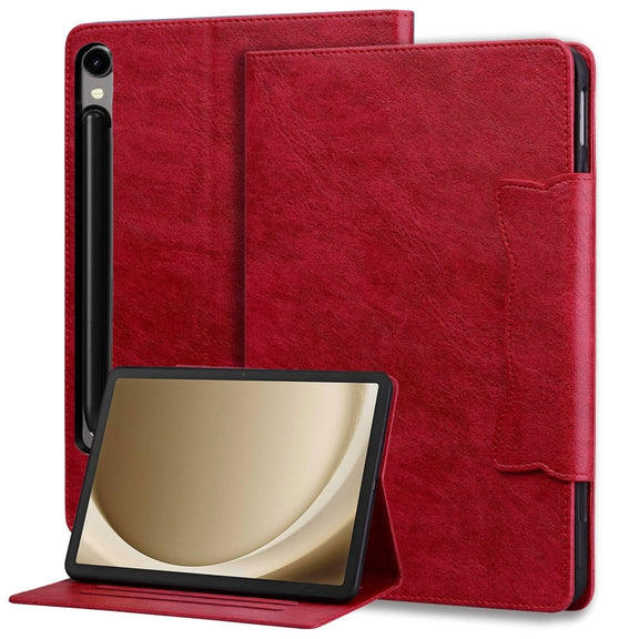 For Samsung Galaxy Tab S9+ / S8+ / S7+ Cat Buckle Leather Smart Tablet Case(Red)