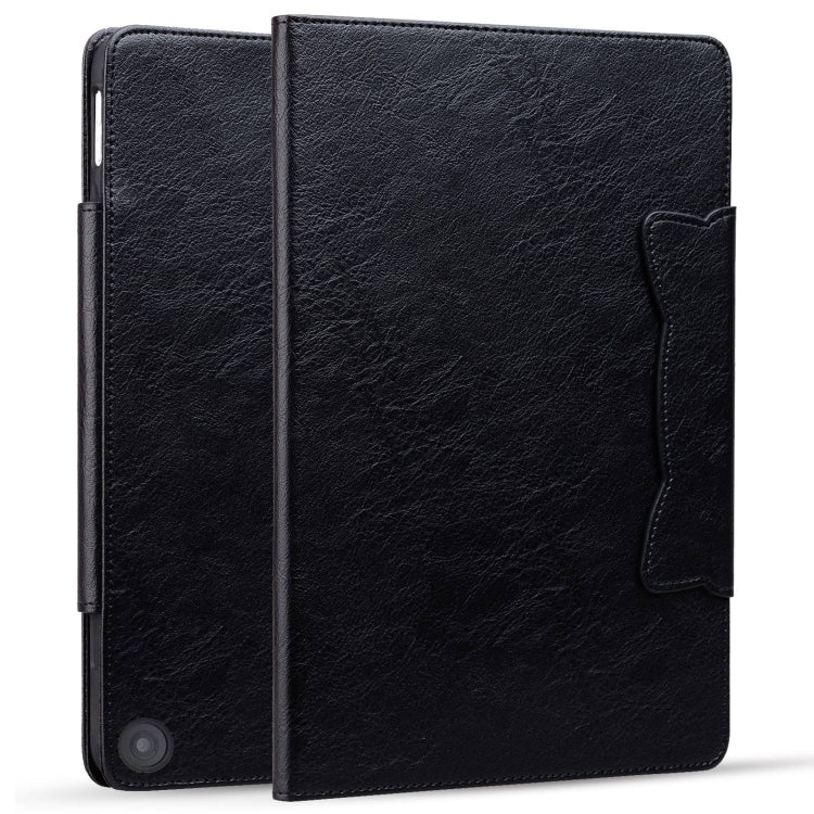 For Amazon Kindle Fire HD 10 2023 / 2021 Cat Buckle Leather Smart Tablet Case(Black)