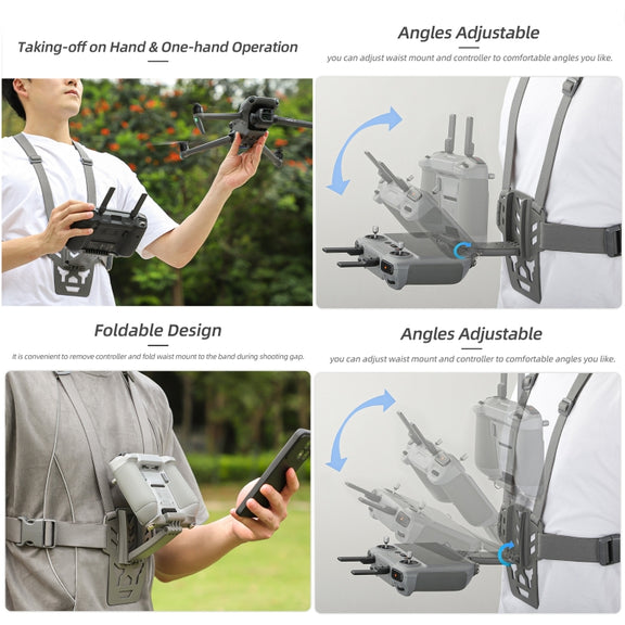 For DJI RC Pro Sunnylife Remote Control Waist Support Bracket Chest Strap(Grey)