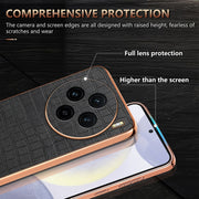 For vivo X100 5G AZNS Electroplated Frame Crocodile Texture Full Coverage Phone Case(Blue)
