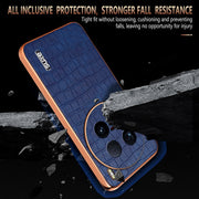For vivo X100 Ultra AZNS Electroplated Frame Crocodile Texture Full Coverage Phone Case(Brown)