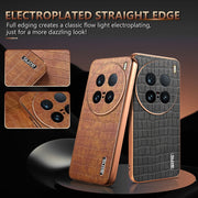 For vivo X100 Ultra AZNS Electroplated Frame Crocodile Texture Full Coverage Phone Case(Blue)