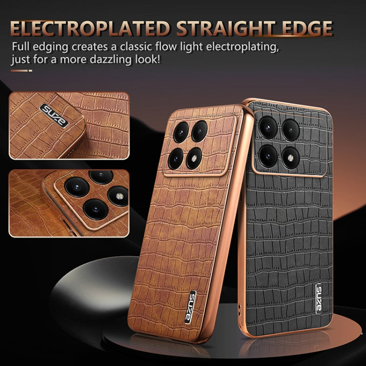 For Redmi K70 / K70 Pro AZNS Electroplated Frame Crocodile Texture Full Coverage Phone Case(Black)