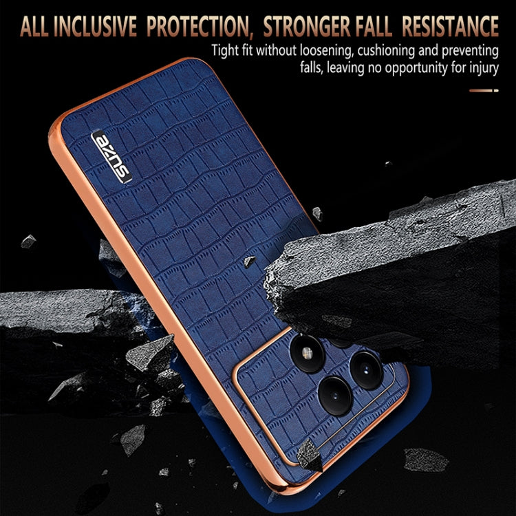 For Redmi K70 / K70 Pro AZNS Electroplated Frame Crocodile Texture Full Coverage Phone Case(Green)