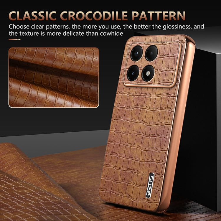 For Redmi K70 / K70 Pro AZNS Electroplated Frame Crocodile Texture Full Coverage Phone Case(Green)