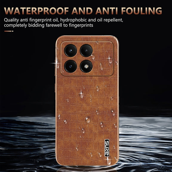 For Redmi K70 / K70 Pro AZNS Electroplated Frame Crocodile Texture Full Coverage Phone Case(Green)