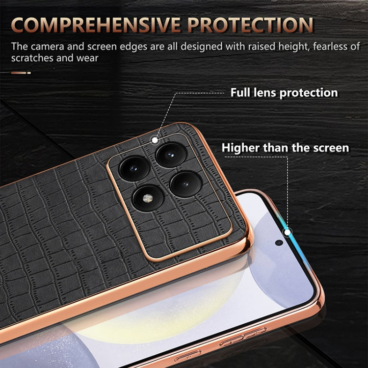 For Redmi K70 / K70 Pro AZNS Electroplated Frame Crocodile Texture Full Coverage Phone Case(Blue)