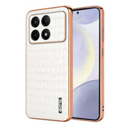 For Redmi K70 / K70 Pro AZNS Electroplated Frame Crocodile Texture Full Coverage Phone Case(White)