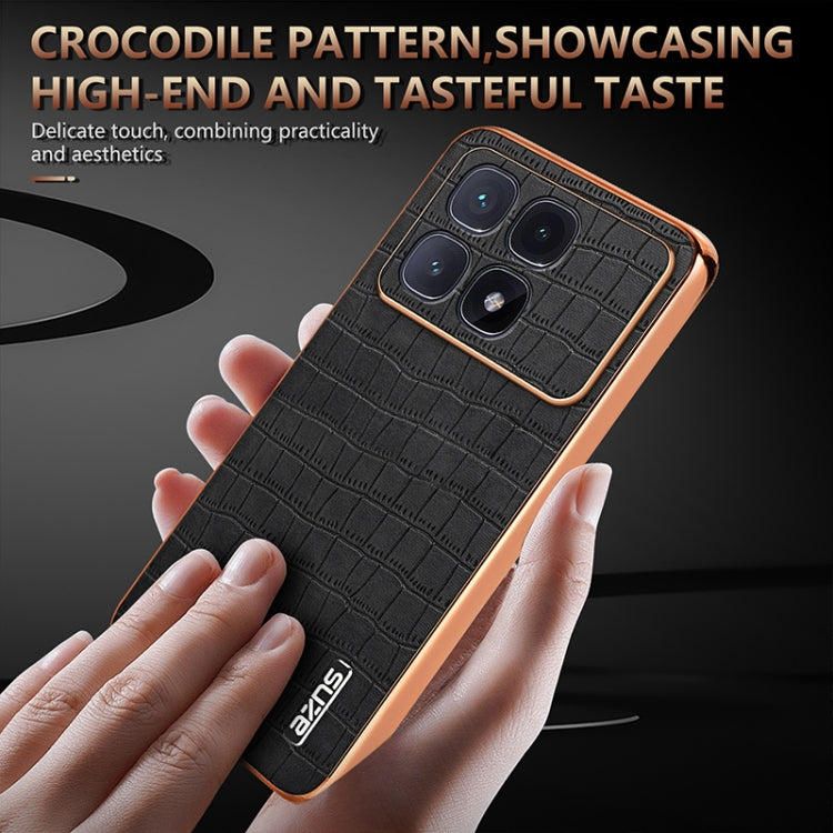 For Redmi K70 Ultra AZNS Electroplated Frame Crocodile Texture Full Coverage Phone Case(Black)