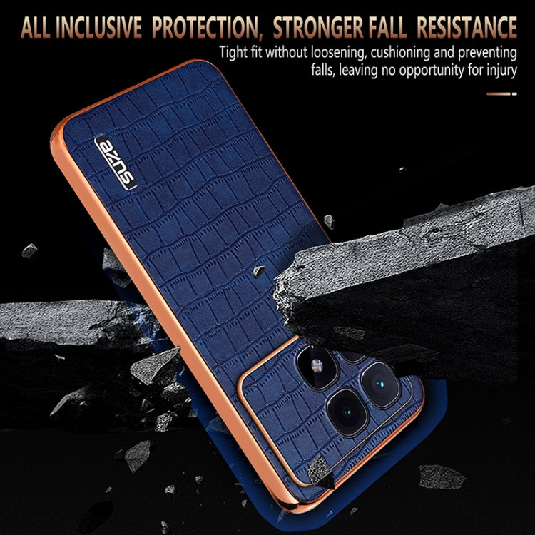For Redmi K70 Ultra AZNS Electroplated Frame Crocodile Texture Full Coverage Phone Case(Brown)