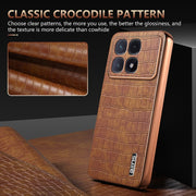 For Redmi K70 Ultra AZNS Electroplated Frame Crocodile Texture Full Coverage Phone Case(Brown)
