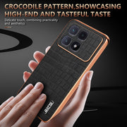 For Redmi K70 Ultra AZNS Electroplated Frame Crocodile Texture Full Coverage Phone Case(Green)