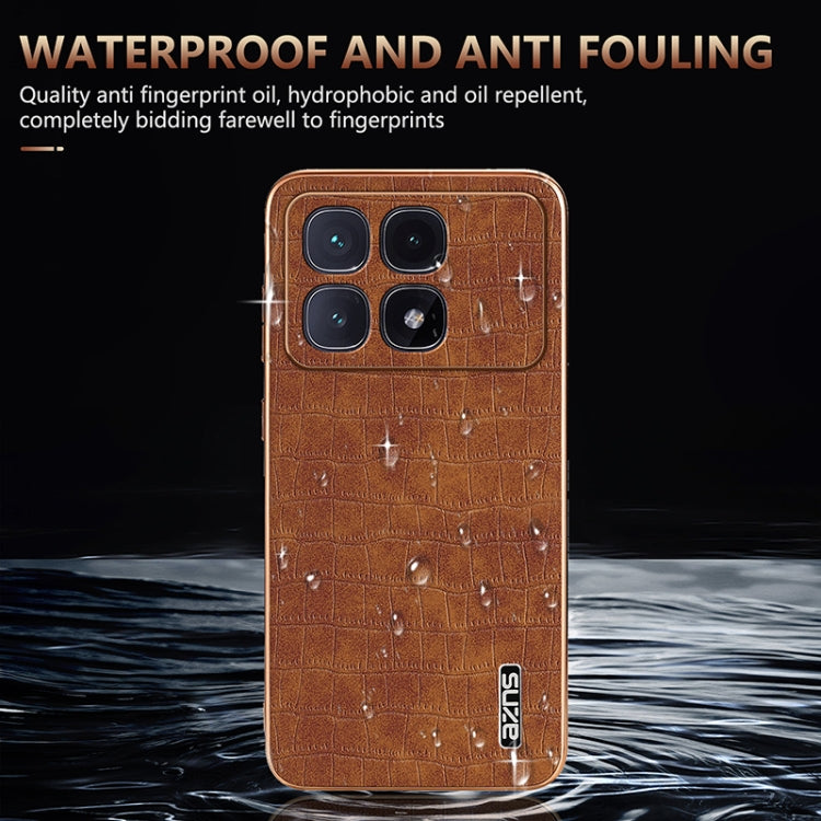 For Redmi K70 Ultra AZNS Electroplated Frame Crocodile Texture Full Coverage Phone Case(Blue)