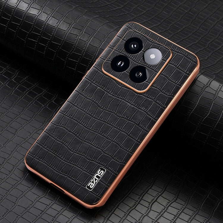 For Xiaomi 14 Pro AZNS Electroplated Frame Crocodile Texture Full Coverage Phone Case(Black)