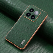 For Xiaomi 14 Pro AZNS Electroplated Frame Crocodile Texture Full Coverage Phone Case(Green)