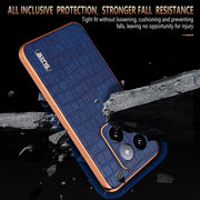 For Xiaomi 14 Pro AZNS Electroplated Frame Crocodile Texture Full Coverage Phone Case(Blue)