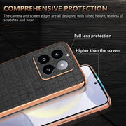 For Xiaomi 14 Pro AZNS Electroplated Frame Crocodile Texture Full Coverage Phone Case(Blue)
