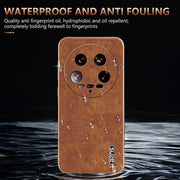 For Xiaomi 14 Ultra AZNS Electroplated Frame Crocodile Texture Full Coverage Phone Case(Brown)