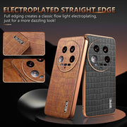 For Xiaomi 14 Ultra AZNS Electroplated Frame Crocodile Texture Full Coverage Phone Case(Blue)