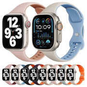 For Apple Watch SE 44mm Two Color Slim Butterfly Buckle Silicone Watch Band(Starlight Orange)
