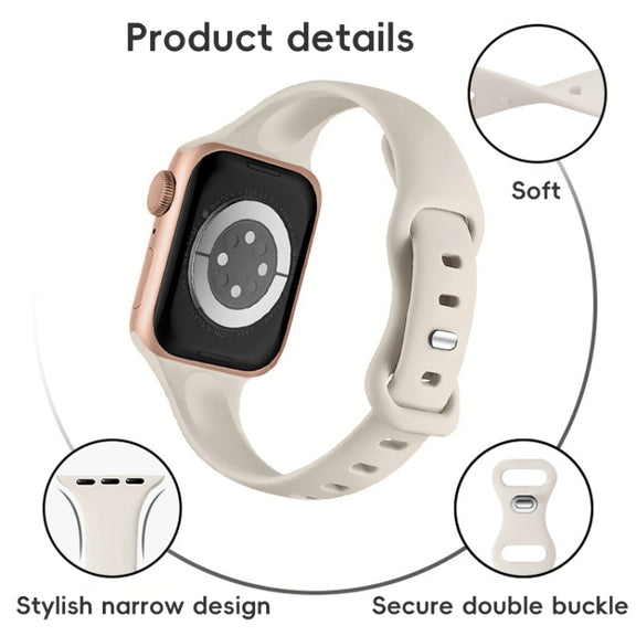 For Apple Watch SE 44mm Two Color Slim Butterfly Buckle Silicone Watch Band(Starlight Orange)